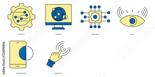 Augmented reality icons set . Augmented reality pack symbol vector elements for infographic web