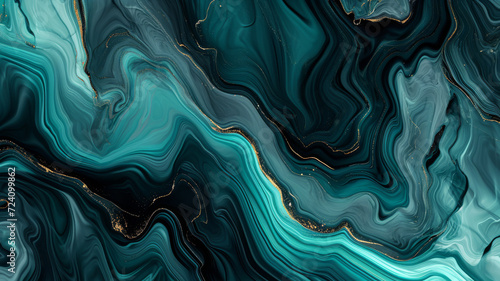 Energetic Teal and Blue Harmony in Abstract Art