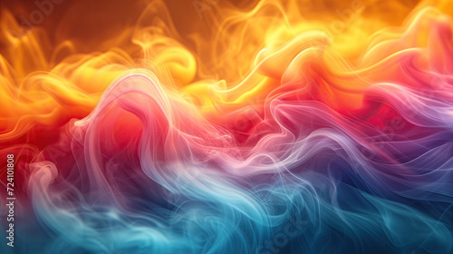 Vivid abstract smoke waves in orange and blue.