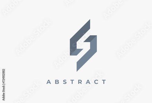 Abstract Initial Letter S logo and Flash Bolt Energy negative space style. Electricity Power sign design. Usable for Business, Branding, Identity, that Related with Energy, Strength, Speed, Fast. photo
