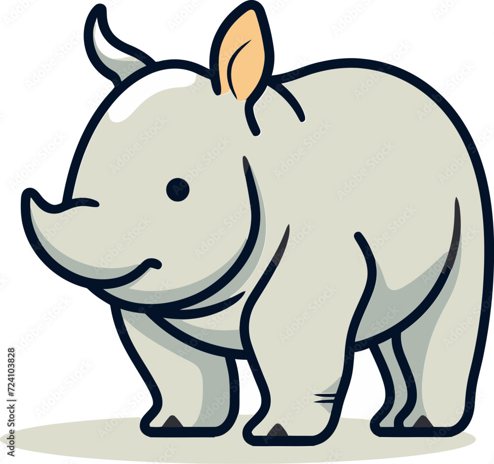 Rhino Vector Illustration for Natural History MuseumsRhino Vector Art for Wildlife Rehabilitation Centers