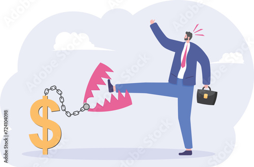 Businessman trapped bear trap, illustration vector cartoon

