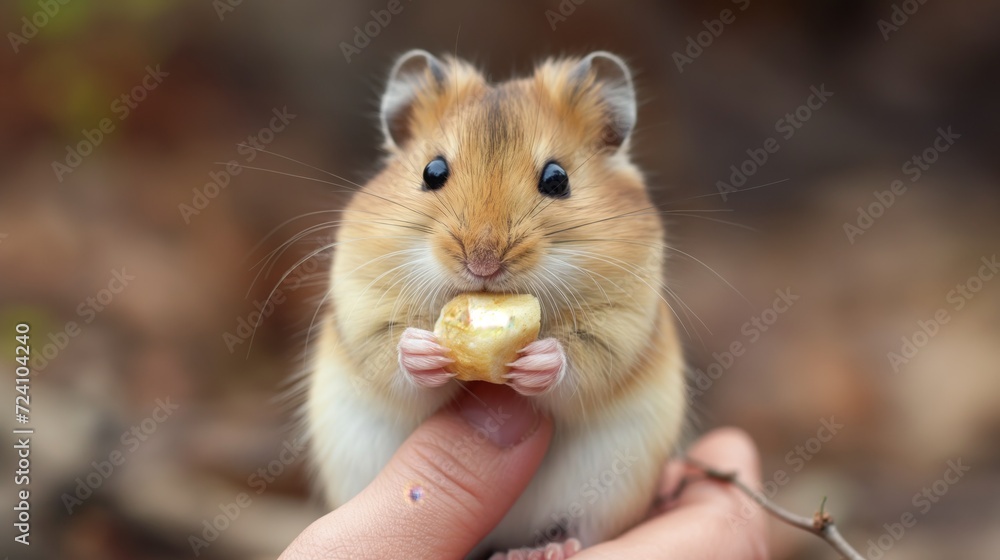 Hamster Holding Food - obrazy, fototapety, plakaty 