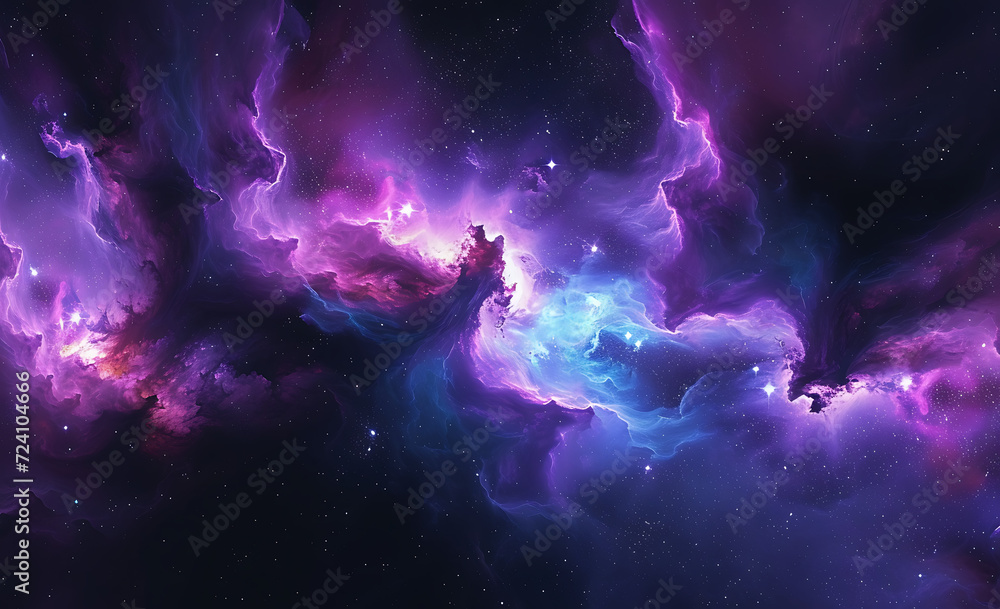the black nebula is purple and blue in color in