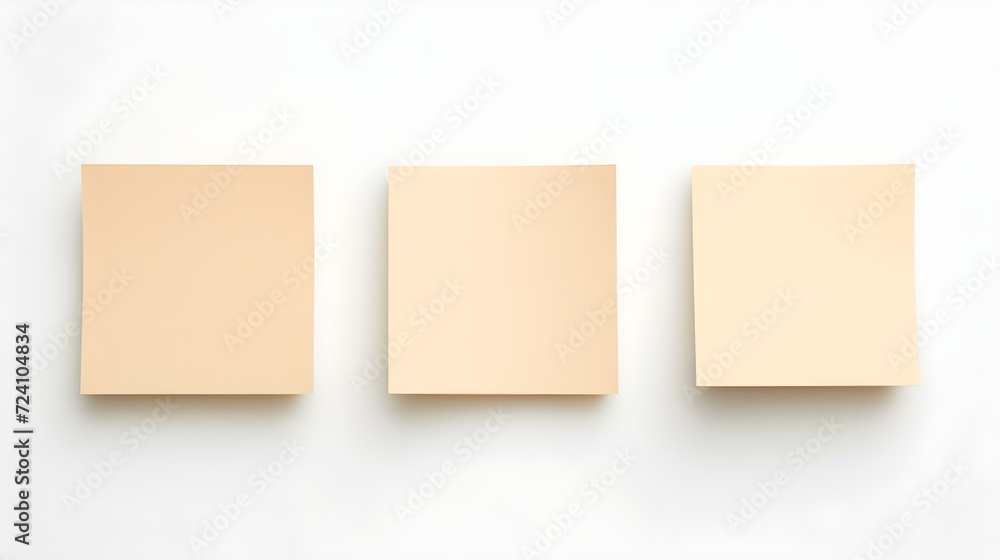 Set of beige square Paper Notes on a white Background. Brainstorming Template with Copy Space Set of beige square Paper Notes on a white Background. Brainstorming Template with Copy Space