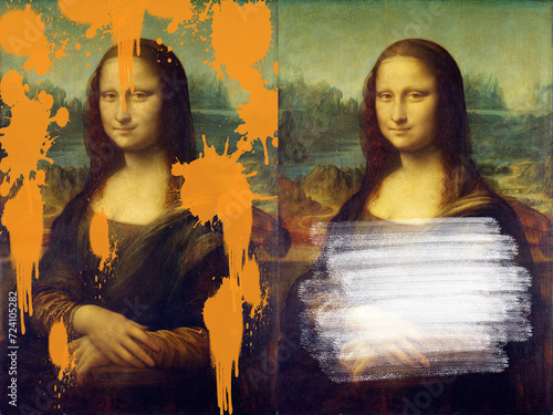 Obraz na plátne Attacks on Leonardo da Vinci's Mona Lisa, La Gioconda