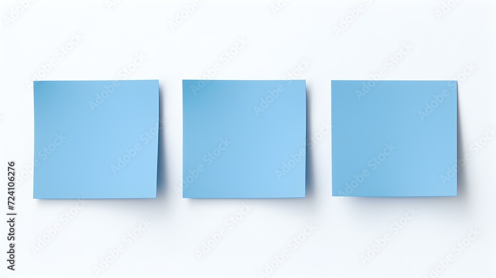 Set of blue square Paper Notes on a white Background. Brainstorming Template with Copy Space Set of blue square Paper Notes on a white Background. Brainstorming Template with Copy Space