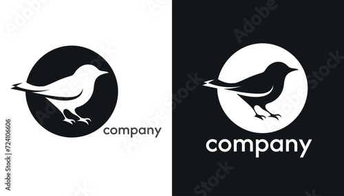 Logo bussines company with bird.  simple minimalistic modern style logotype flat shape photo