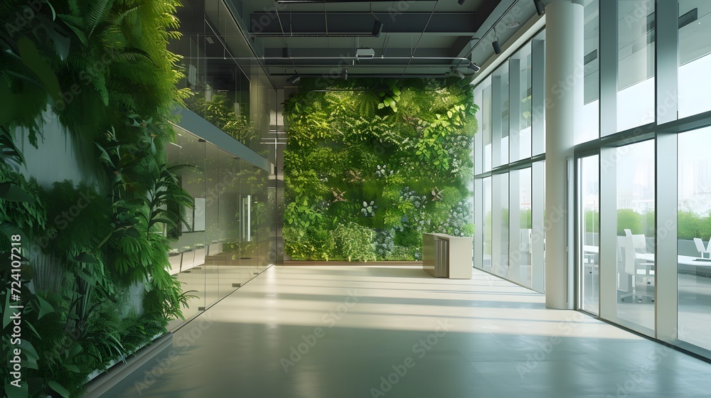 Interior shots of offices with flora and fauna or vertical gardens Interior shots of offices with flora and fauna or vertical gardens