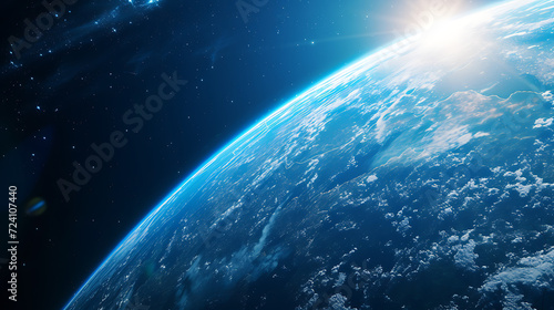 the earth from orbit with a blue background in © Dolphine