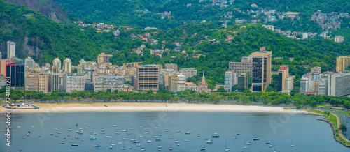 View of the Botafogo beach front from the Sugarloaf mountain top  Rio de Janeiro  Brazil