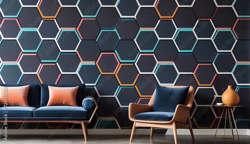 Fototapeta premium hexagon 3d dark background geometric mesh pattern 