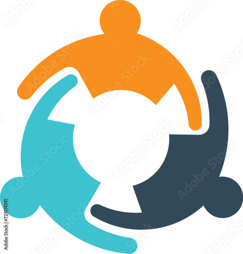 Trinity Teamwork Logo - Three Interlinked Figures in a Circular Unity, Symbolizing Community, Cooperation, and Harmony