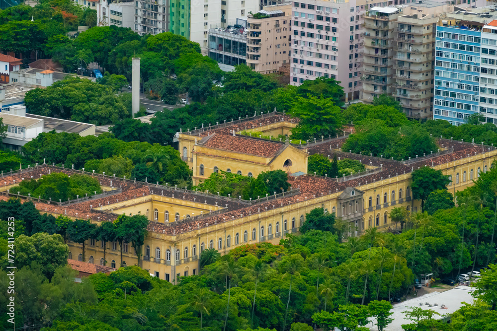 Aerial view of the historic University of Rio de Janeiro, Brazil