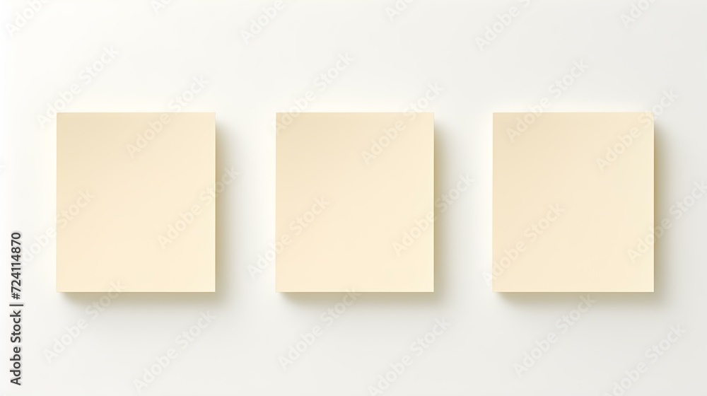 Set of ivory square Paper Notes on a white Background. Brainstorming Template with Copy Space