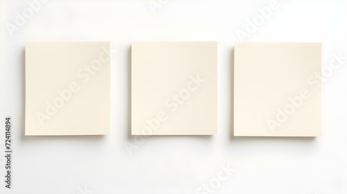 Set of ivory square Paper Notes on a white Background. Brainstorming Template with Copy Space