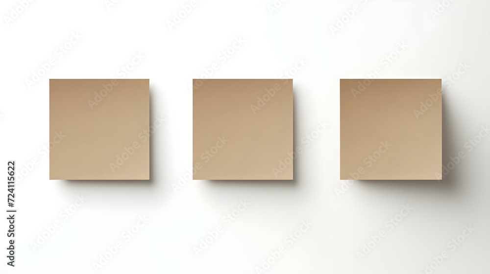 Set of khaki square Paper Notes on a white Background. Brainstorming Template with Copy Space Set of khaki square Paper Notes on a white Background. Brainstorming Template with Copy Space