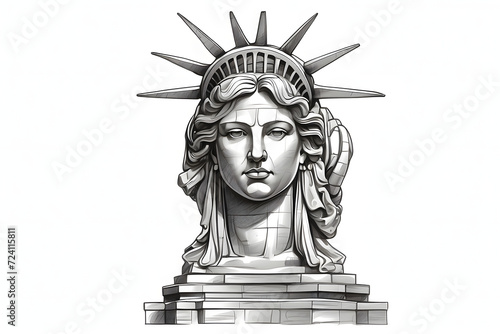 Front view of a statue of liberty illustration on white background