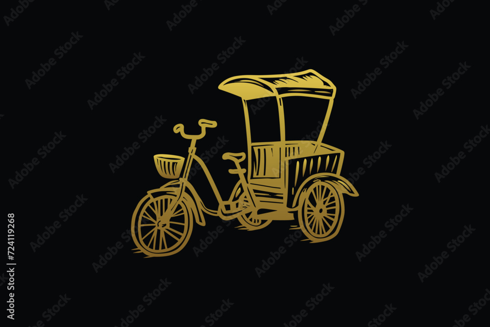 Bicycle Cart logo design line icon. linear style sign for mobile concept Bicycle Cart logo design line icon. linear style sign for mobile concept