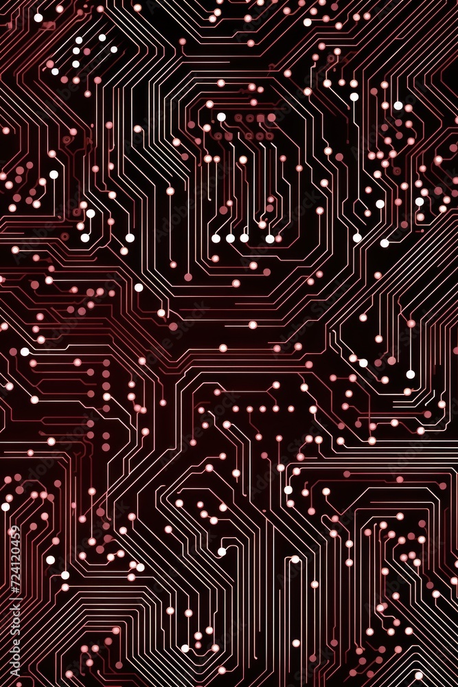 maroon microchip pattern, electronic pattern, vector illustration