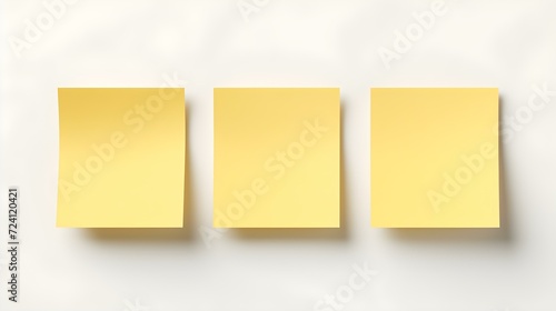 Set of light yellow square Paper Notes on a white Background. Brainstorming Template with Copy Space