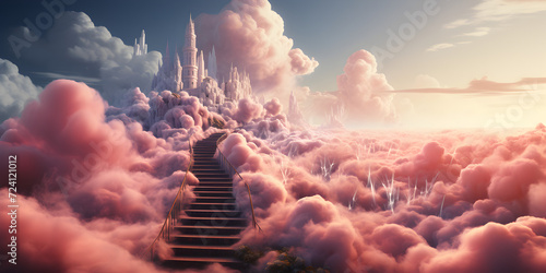 Abstract castle with clouds in heaven photo
