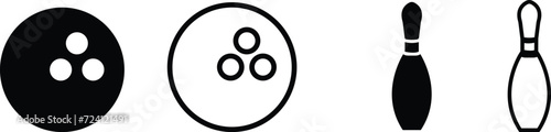 Bowling Ball set crashing into the pins on bowling alley line. vector of bowling strike. Vector Template for poster of Sport competition or Tournament. Bowling strike icon on transparent background.