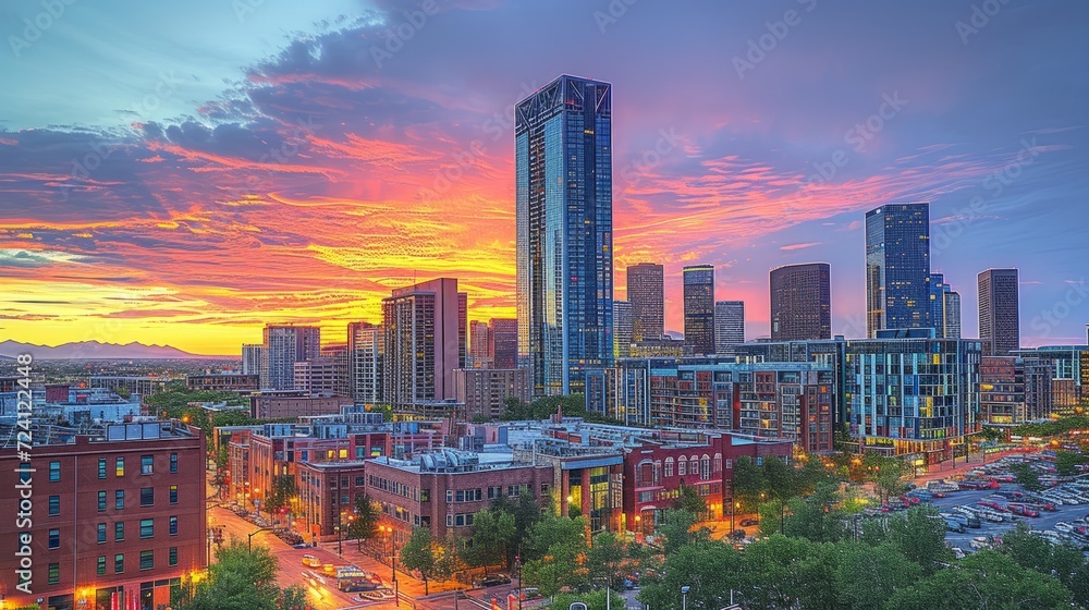 Obraz premium A stunning cityscape of downtown Denver, Colorado, USA