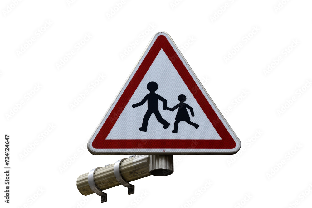 School zone traffic warning sign isolated on the transparent background School zone traffic warning sign isolated on the transparent background