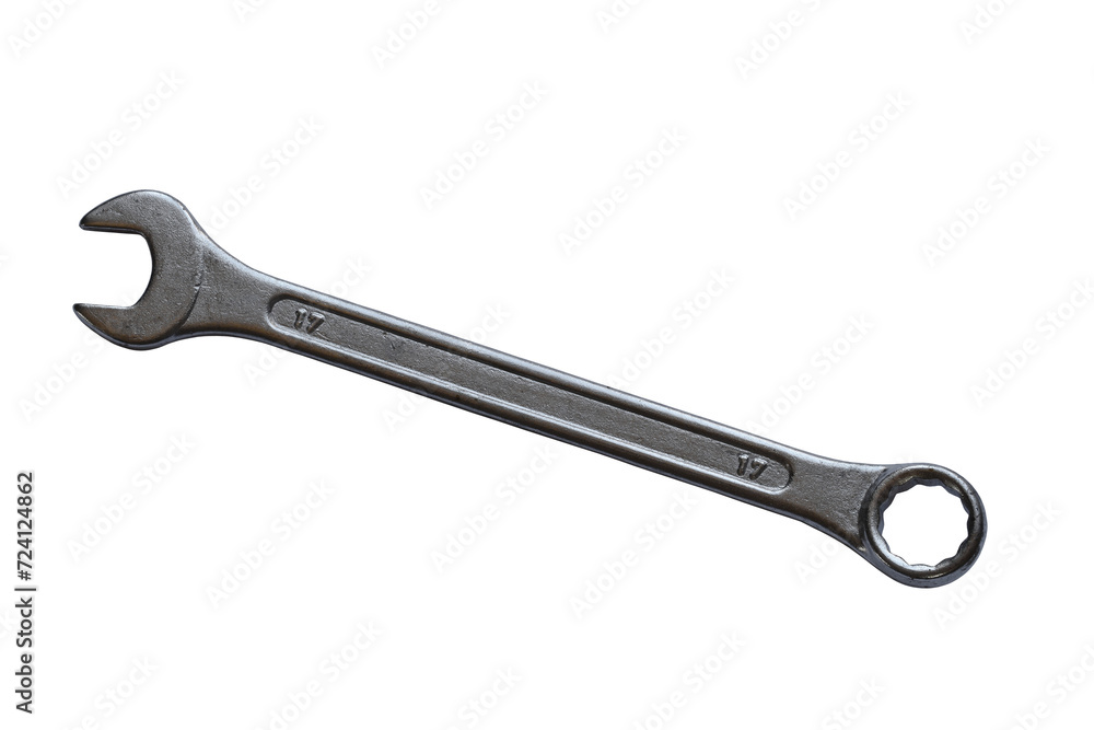 A combination spanner isolated on the transparent background A combination spanner isolated on the transparent background