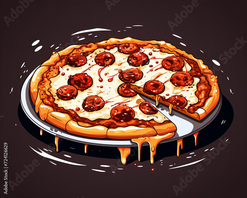 Pizza with black background with slice missing