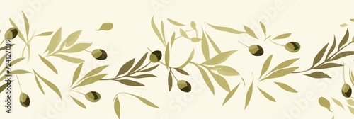 olive cool minimalistic pattern burnt olive over ivory background 