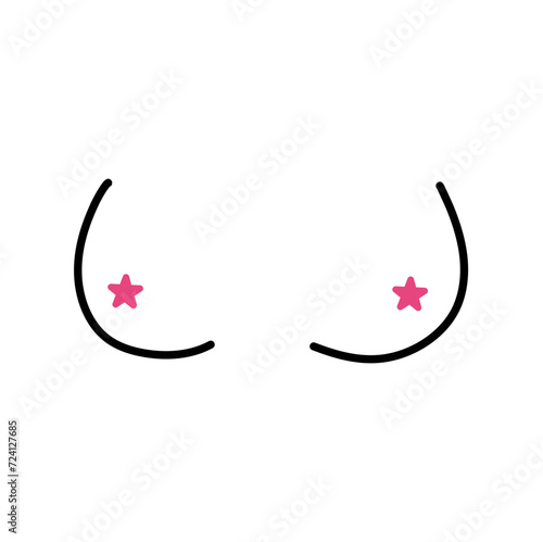 Hand drawn woman breast