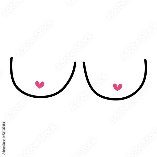 Hand drawn woman breast