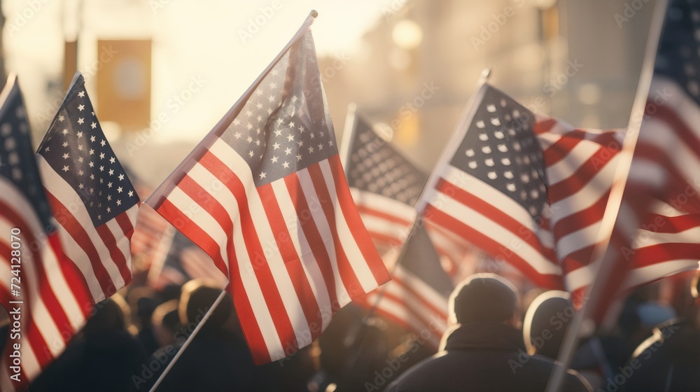 Background blur of crowd at political rally in the United States ...