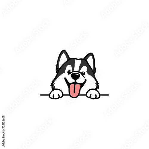 Cute siberian husky dog cartoon, vector illustration