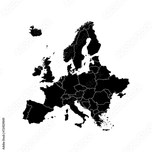 Europe map isolated on white background. High detailed. Vector illustration