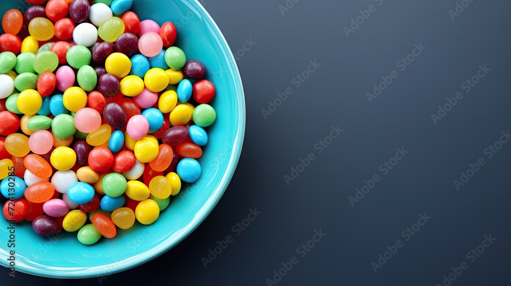 Sweet Indulgence: Closeup of colorful sweet jelly in a bowl,