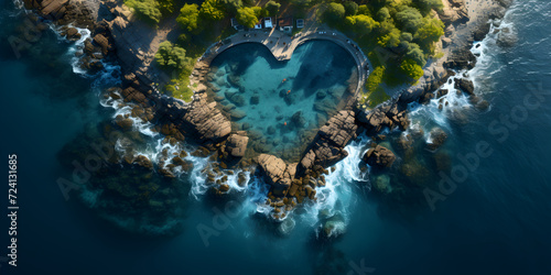Heart shaped island with blue sea © arte ador