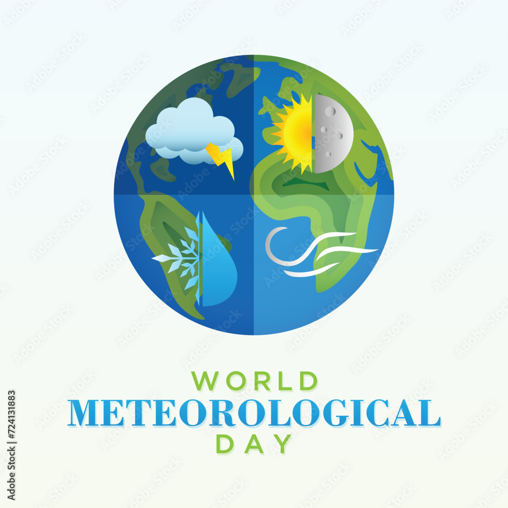 Vector illustration on the theme World Meteorological Day vector design template