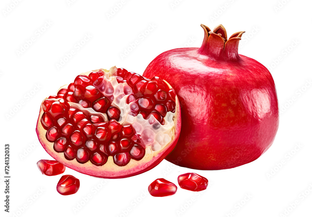 Granatapfel (Punica granatum), freigestellt vor transparentem Hintergrund, Generative AI