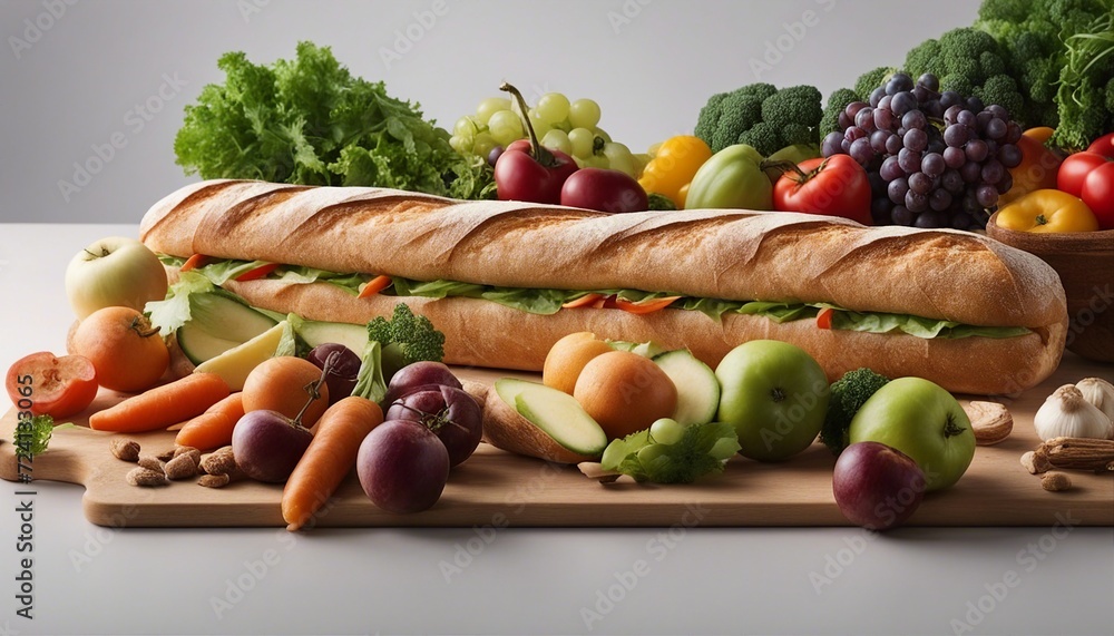 baguette bread, vegetables and fruits in a paper carrying bag, isolated white background, copy space for text
baguette bread, vegetables and fruits in a paper carrying bag, isolated white background, copy space for text