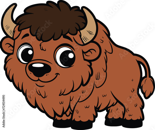 Bison 2D cartoon character clipart