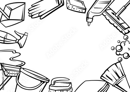 Background with cleaning items. Housekeeping illustration for service and advertising.