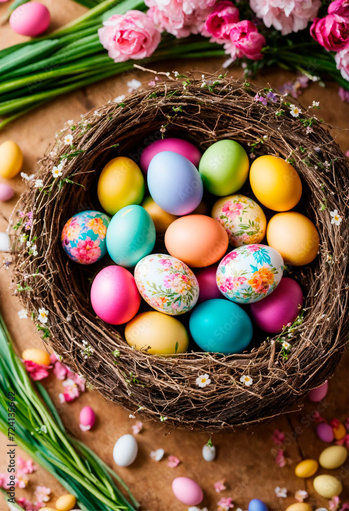 Beautiful Easter eggs for the holiday. Selective focus. Beautiful Easter eggs for the holiday. Selective focus.