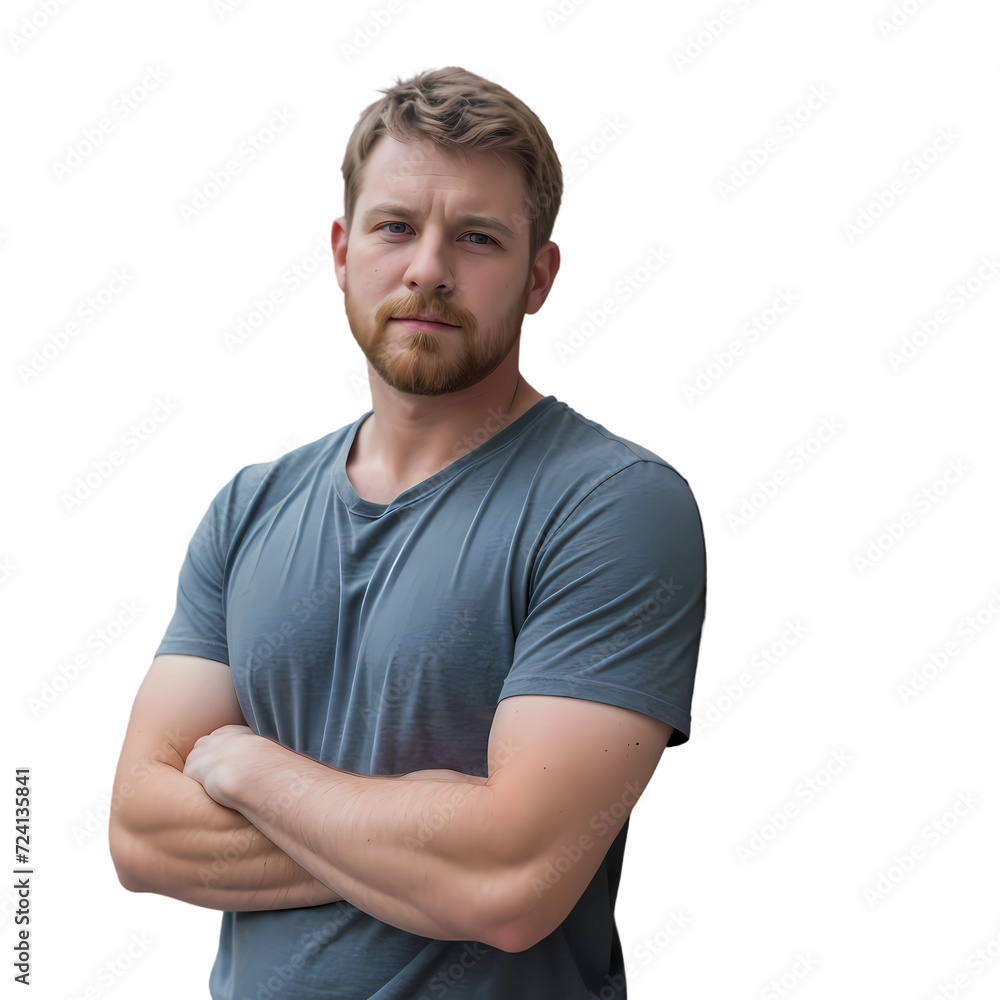 Fototapeta premium A person with arms crossed, exuding confidence with a transparent background