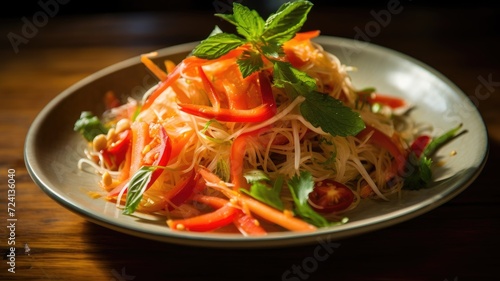 A plate filled with a delicious combination of carrots and noodles, perfect for a satisfying and nutritious meal.
