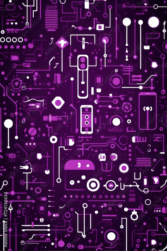 plum abstract technology background using tech devices and icons 
