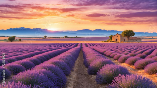 lavender field at sunset © Noman