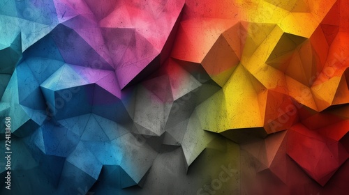 Colorful 3D rendering of a geometric surface with a rough texture